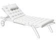 Sun Lounger Pad Cushion Off-White Polyester UV Resistant with Ties and Headrest Thick Cushion Beliani