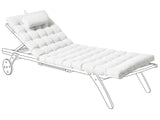 Sun Lounger Pad Cushion Off-White Polyester UV Resistant with Ties and Headrest Thick Cushion Beliani