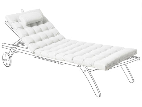 Sun Lounger Pad Cushion Off-White Polyester UV Resistant with Ties and Headrest Thick Cushion Beliani