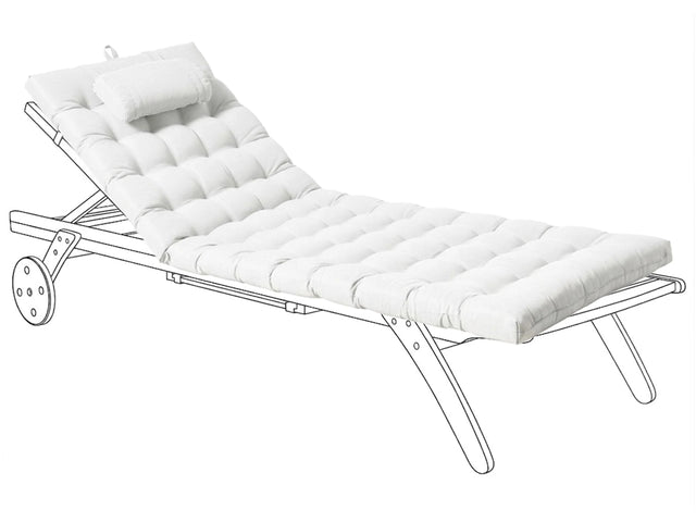Sun Lounger Pad Cushion Off-White Polyester UV Resistant with Ties and Headrest Thick Cushion Beliani