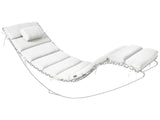 Sun Lounger Pad Cushion Off-White Polyester UV Resistant with Ties and Headrest Thick Cushion Beliani