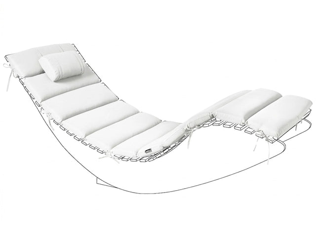 Sun Lounger Pad Cushion Off-White Polyester UV Resistant with Ties and Headrest Thick Cushion Beliani