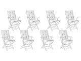 Set of 8 Outdoor Seat/Back Cushions Off White Polyester Tufted Thick Cushion for a Garden Chair Beliani