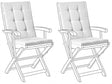 Set of 2 Outdoor Seat/Back Cushions Off White Polyester Tufted Thick Cushion for a Garden Chair Beliani