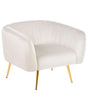 Armchair Off-White Velvet Golden Metal Frame Round Back Glam Style Beliani