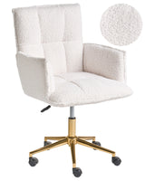 Desk Chair Boucle Upholstery Glamour Style Gold Frame 360 Swivel Beliani