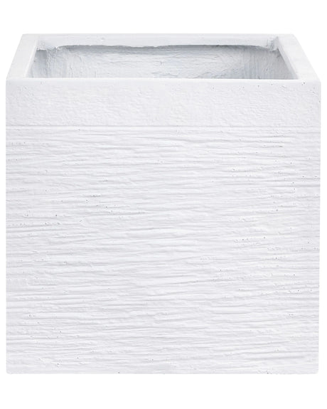 Plant Pot Planter Solid White Fibre Clay Square 30 x 28 cm UV Resistance Beliani