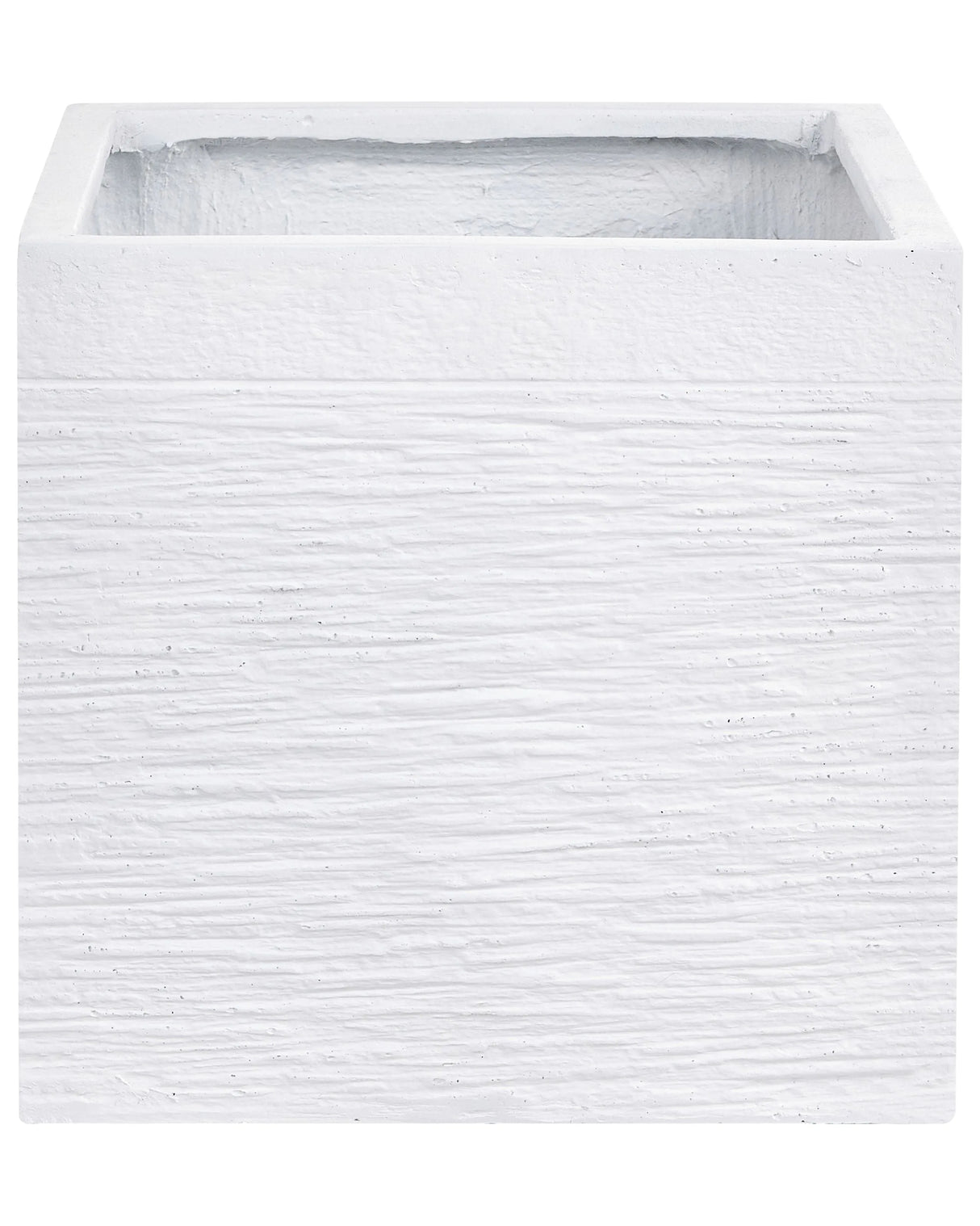 Plant Pot Planter Solid White Fibre Clay Square 40 x 38 cm UV Resistance Beliani
