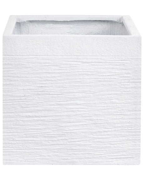 Plant Pot Planter Solid White Fibre Clay Square 40 x 38 cm UV Resistance Beliani