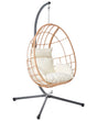 Swing Egg Chair Natural PE Rattan Metal Stand Soft Sitting Cushion Boho Rustic Living Room Terrace Garden Beliani