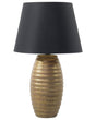 Table Lamp Gold Ceramic Base Black Fabric Cone Shade Bedside Table Lamp Beliani