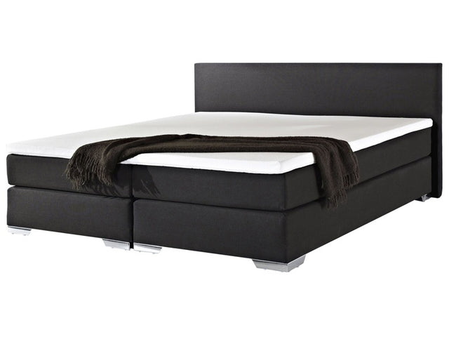 EU Super King Size Continental Bed 6ft Black Fabric with Pocket Spring Mattress Modern Beliani