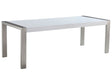 Dining Room Table White with Silver Legs 8 Seater 220 x 90 x 76 cm Modern Design Beliani