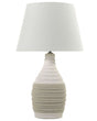 Table Lamp White Ceramic Base Linen Cone Shade Bedside Table Lamp Beliani