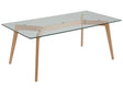 Coffee Table Transparent Glass Top Wooden 120 x 60 cm Legs Rectangular Scandinavian Modern Beliani