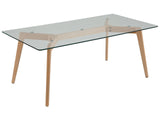 Coffee Table Transparent Glass Top Wooden 120 x 60 cm Legs Rectangular Scandinavian Modern Beliani