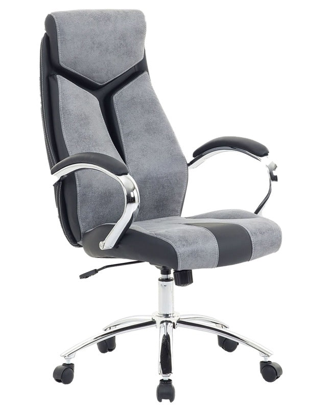 Office Chair Grey and Black Faux Leather Swivel Desk Computer Adjustable Beliani