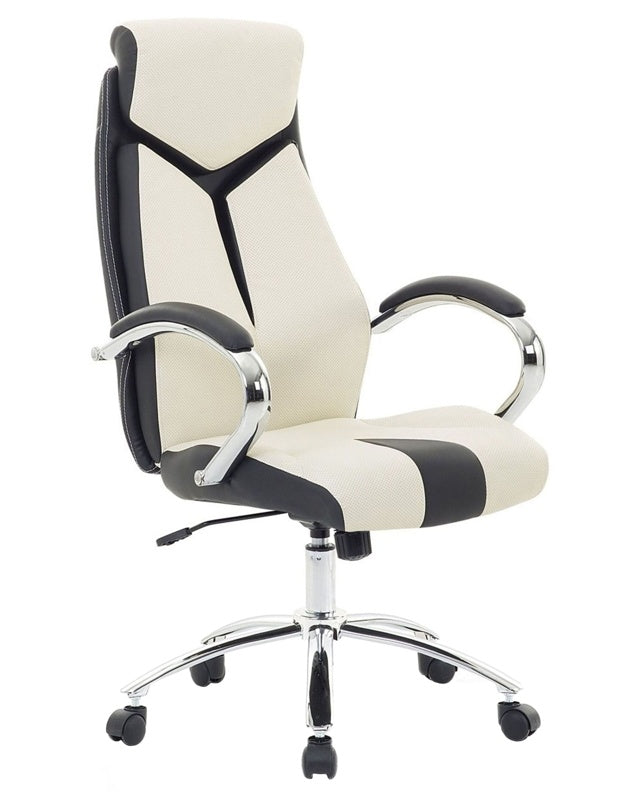 Office Chair Beige and Black Fabric Swivel Desk Computer Adjustable Beliani