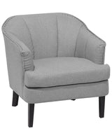 Armchair Grey Fabric Club Chair Nail Head Trim Wooden Legs Beliani