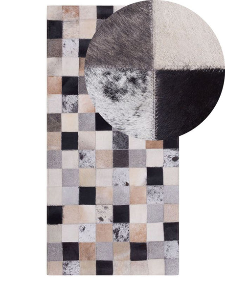 Area Rug Multicolour Cowhide Leather 80 x 150 cm Rectangular Handcrafted Beliani