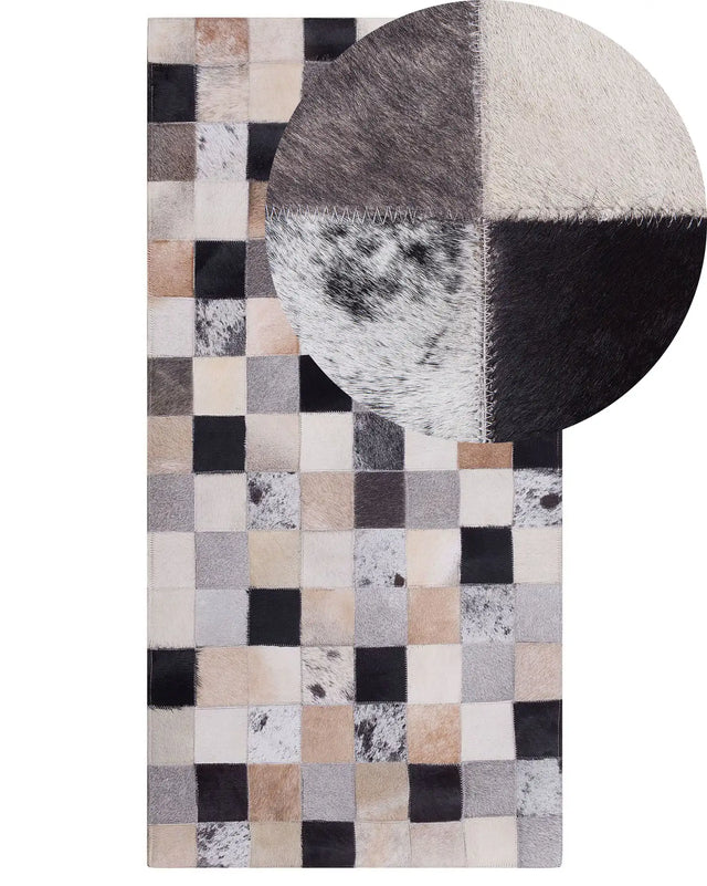 Area Rug Multicolour Cowhide Leather 80 x 150 cm Rectangular Handcrafted Beliani