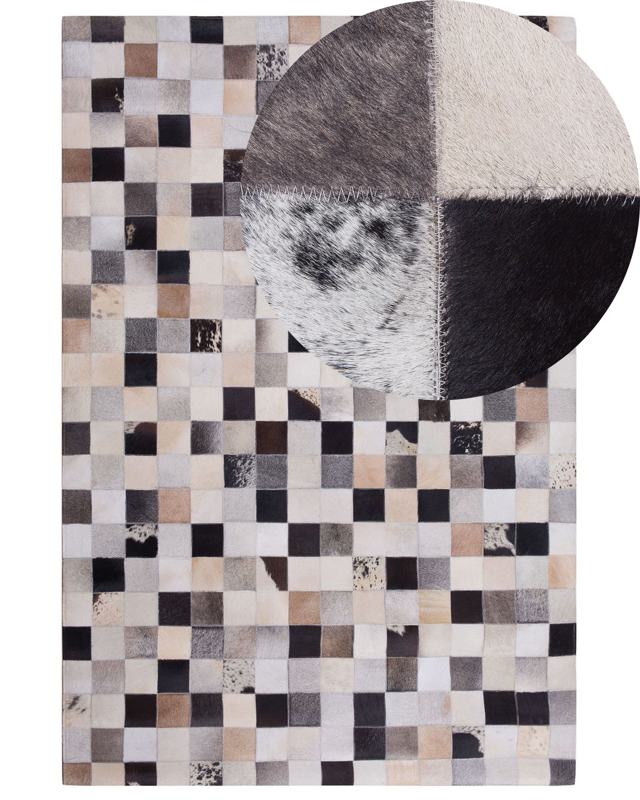 Area Rug Multicolour Cowhide Leather 160 x 230 cm Rectangular Patchwork Handcrafted Beliani