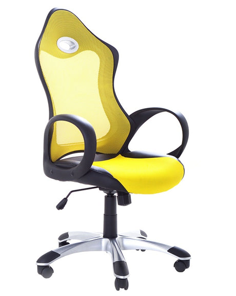 Office Chair Yellow Mesh Fabric Swivel Tilt Mechanism Adjustable Seat Height Ergonomic Backrest Beliani