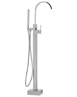 Bath Mixer Tap Silver Gloss Brass Freestanding Bathtub Faucet with Hand Shower Floor Mounted Modern Design Beliani