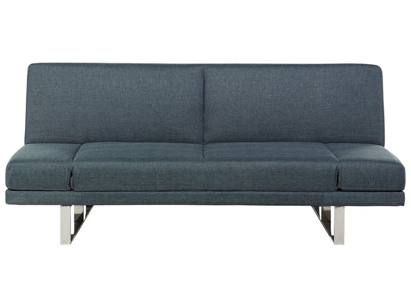 Sofa Bed Dark Blue Fabric Upholstery 4 Seater Click Clack Mechanism Adjustable Armrests Beliani