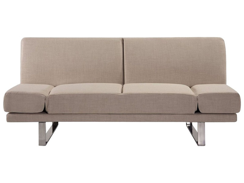 Sofa Bed Beige Fabric Upholstery 4 Seater Click Clack Mechanism Adjustable Armrests Beliani