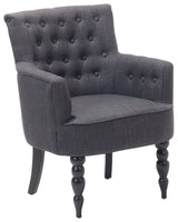 Armchair Grey Fabric Club Chair Button Tufted Wooden Legs Beliani