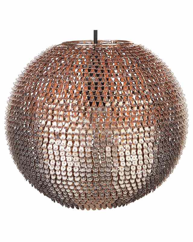 Pendant Light Copper Metal Globe Lamp Sparkle Scales Beliani