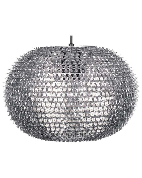 Pendant Lamp Silver Metal Globe Light Sparkle Scales Beliani