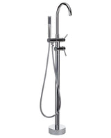 Bath Mixer Tap Silver Brass Freestanding Bathtub Faucet with Hand Shower Modern Design Beliani