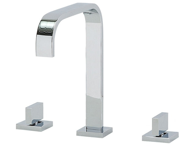 Basin Mixer Tap Silver Chromed Metal Modern Bathroom Twin Lever Faucet Beliani