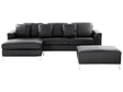 Corner Sofa Black Leather Upholstered with Ottoman L-shaped Right Hand Orientation Beliani