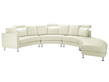 Curved Sofa Off-White Faux Leather Modular 7-Seater Adjustable Headrests Modern Beliani