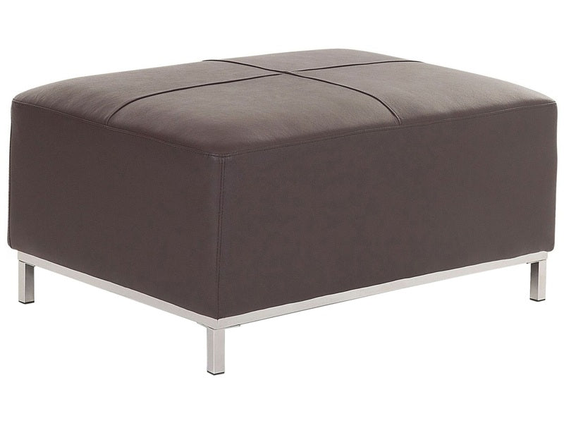 Ottoman Brown Genuine Leather Upholstered Footstool Rectangular Minimalistic Modern Beliani