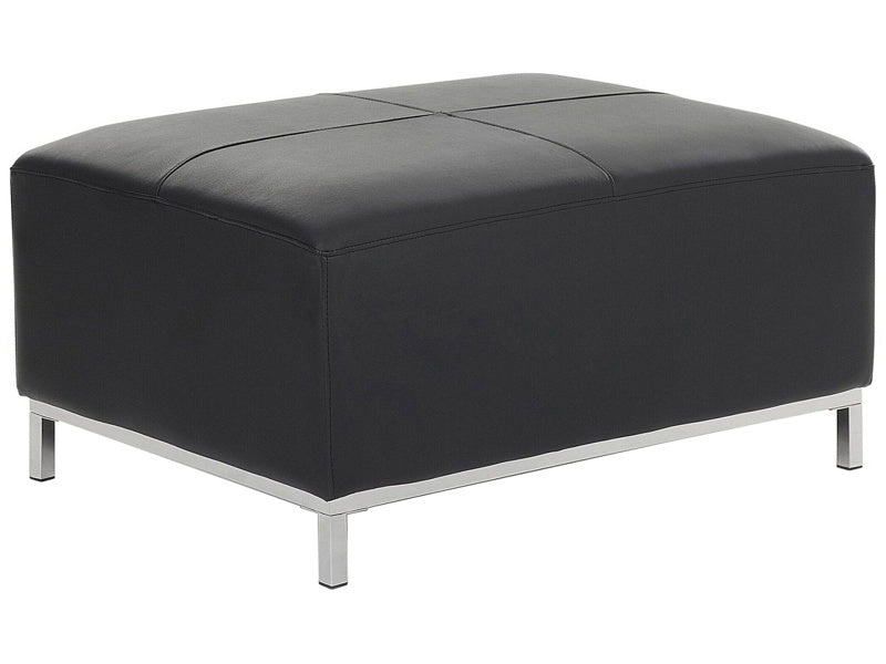 Ottoman Black Genuine Leather Upholstered Footstool Rectangular Minimalistic Modern Beliani