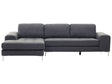 Corner Sofa Dark Grey Fabric L-Shaped Minimalistic Living Room Beliani