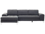 Corner Sofa Dark Grey Fabric L-Shaped Minimalistic Living Room Beliani