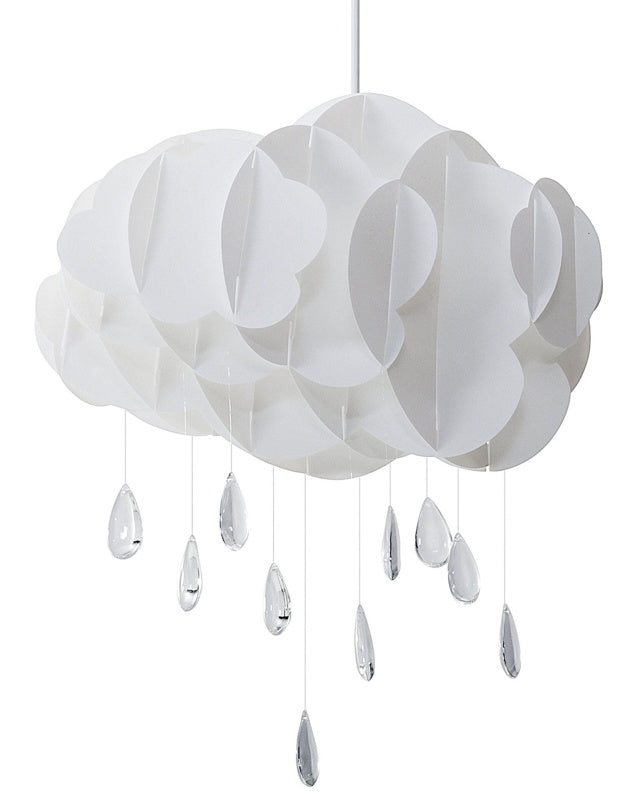 Pendant Lamp White Floating Cloud Crystal Raindrops Kids Room Light Beliani