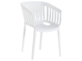 Dining Chair White Indoor Outdoor Stackable Curved Slatted Back Beliani