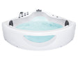 Corner Whirlpool Bath White Sanitary Acrylic with LED Lights 10 Massage Jets 190 x 138 cm Modern Style Beliani