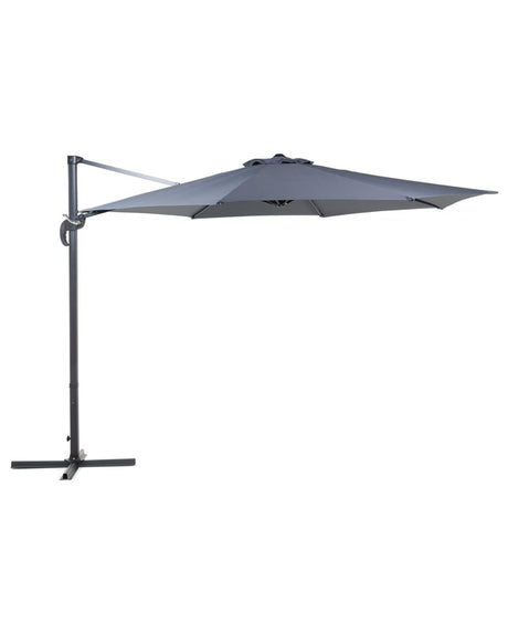 Garden Sun Parasol Grey Fabric 240 cm Swivel Weather Resistant Beliani