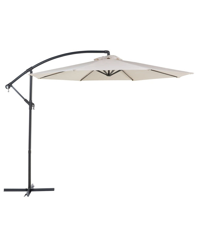 Garden Sun Parasol Beige Fabric Steel 300 cm Weather Resistant Beliani