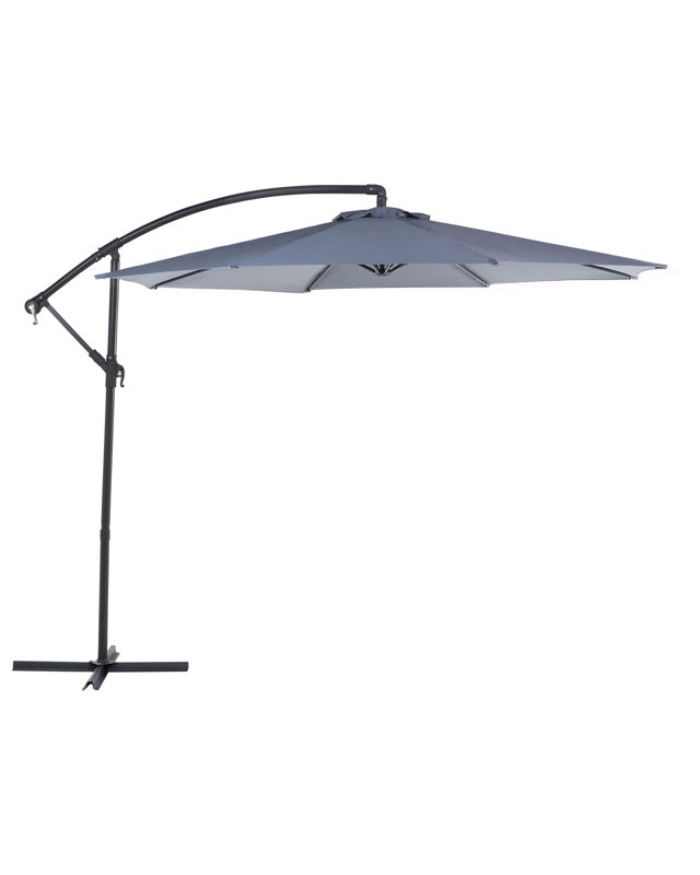 Garden Sun Parasol Grey Fabric Steel 300 cm Weather Resistant Beliani