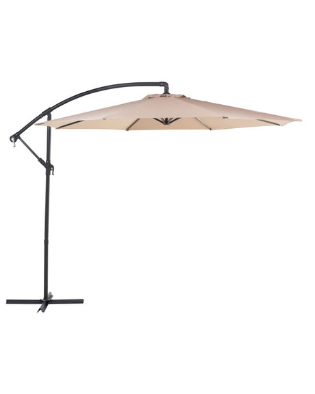 Garden Sun Parasol Sand Beige Fabric Steel 300 cm Weather Resistant Beliani