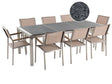 Garden Dining Set Beige with Grey Granite Table Top 8 Seats 220 x 100 cm Beliani