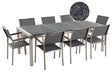 Garden Dining Set Grey with Flamed Granite Table Top 8 Seats 220 x 100 cm Beliani